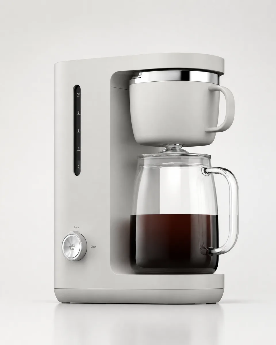 Caraway coffee maker in a studio product ad concept